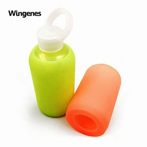 Image of Wingenes Custom Silicone Glass Water Bottle With Sleeve, Silicone Sleeve Glass with Bottle