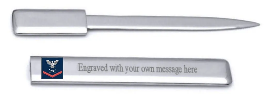 U.S Navy Red E-4 Cryptographic Technician CT Engraved Letter Opener