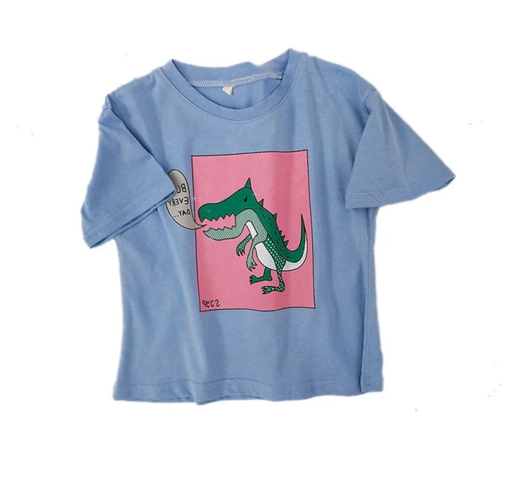 

Kids 2019 Summer Hot Sale Wholesale Cartoon Dinosaur Short sleeve T-shirt For 2-6Y Boys Girls