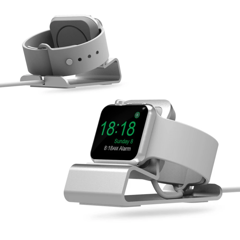 

IKATAK New Design Aluminum Charger Holder Dock Station Charging Stand for Apple Watch, Silver grey
