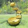 55cm Terracotta Solar Cascade Water Feature with Battery Backup and LED Lights