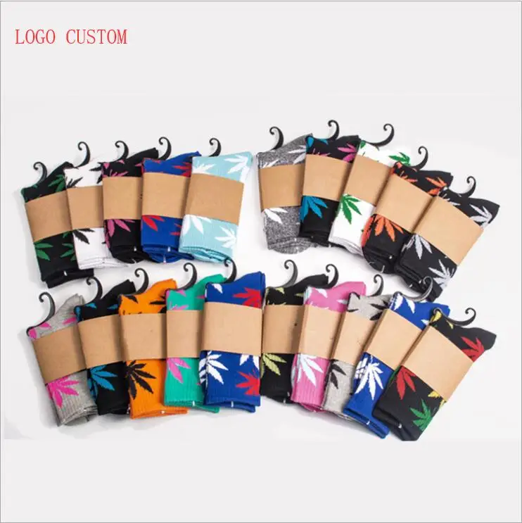 

Winter high Quality Harajuku chaussette Style Weed leaf Socks For Women Men Hip Hop Socks Custom, Multicolored