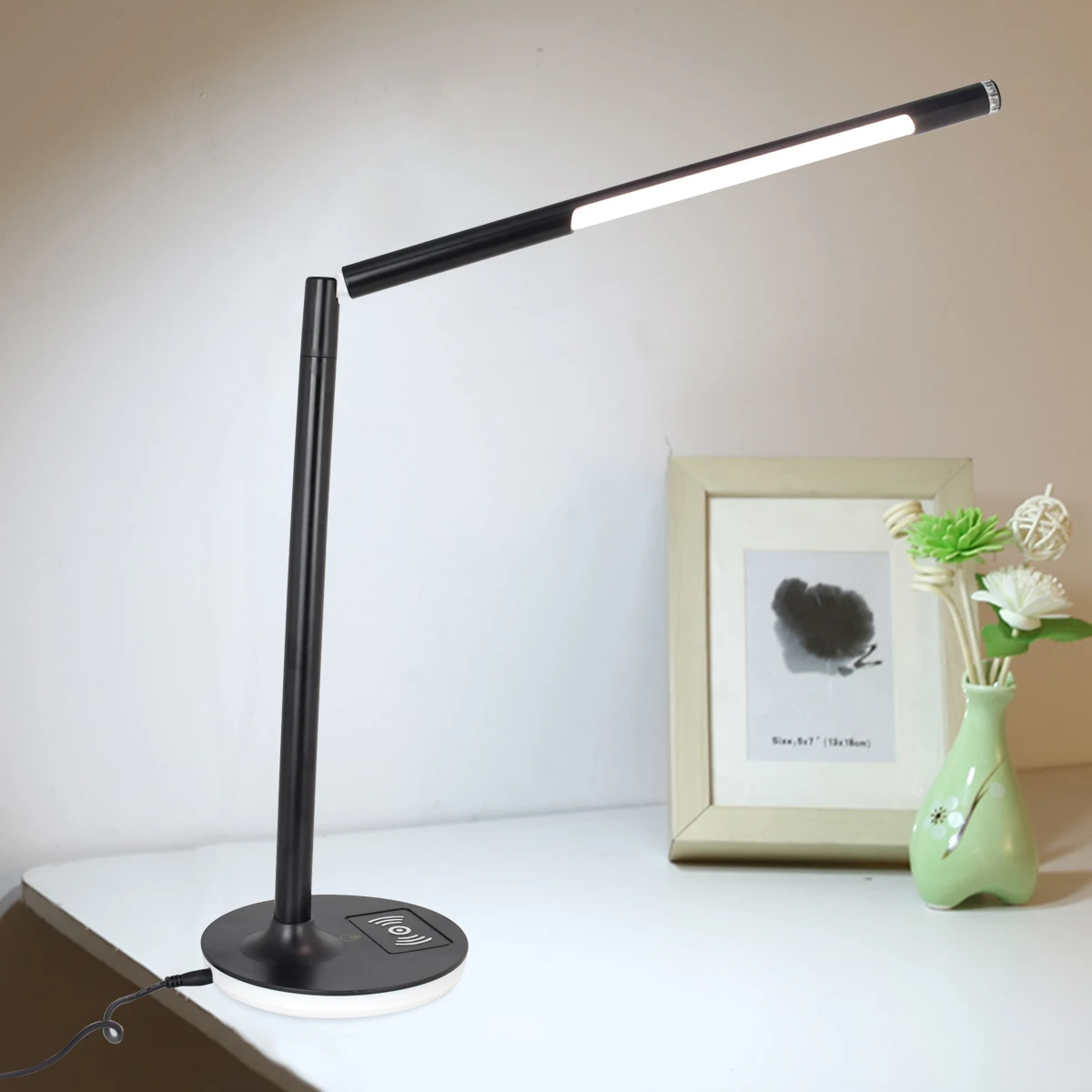 Smart Table Lamp With Wireless Charger Bedside Brightness Adjustable 