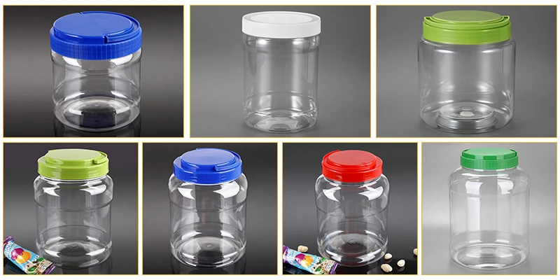 20 OZ Clear Cylindrical Pet Plastic Jar with Aluminum Lid for Food