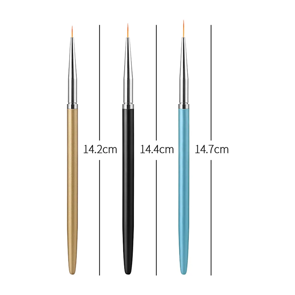 

Factory price 3pcs kit Nylon hair polish art nail brushes, Blue/gold/black