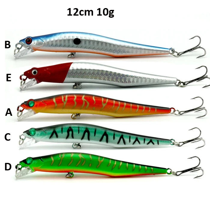 

YOUME 12cm 10g Bent Minnow Fishing Lure Artificial Baits 3D Fish Eye Minow Lures Fake Bait High Imitation Swimbait Crankbait, 5 colors