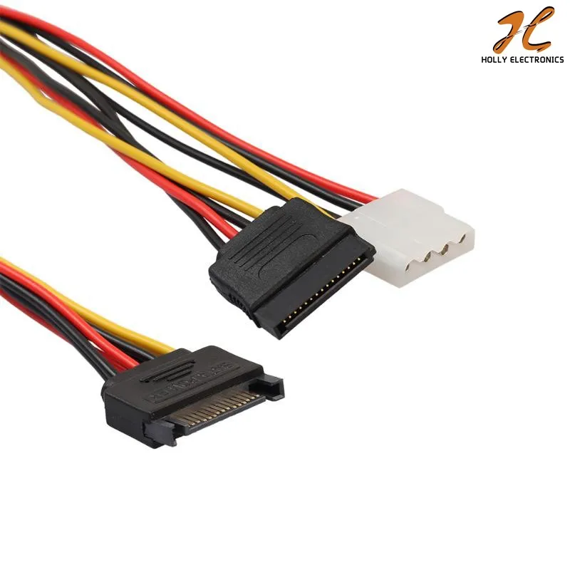 15pin Sata Male To 4pin Ide Molex Female + Sata Female Power Cable Cord