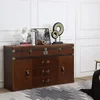 vintage brown leather storable functional chest trunk