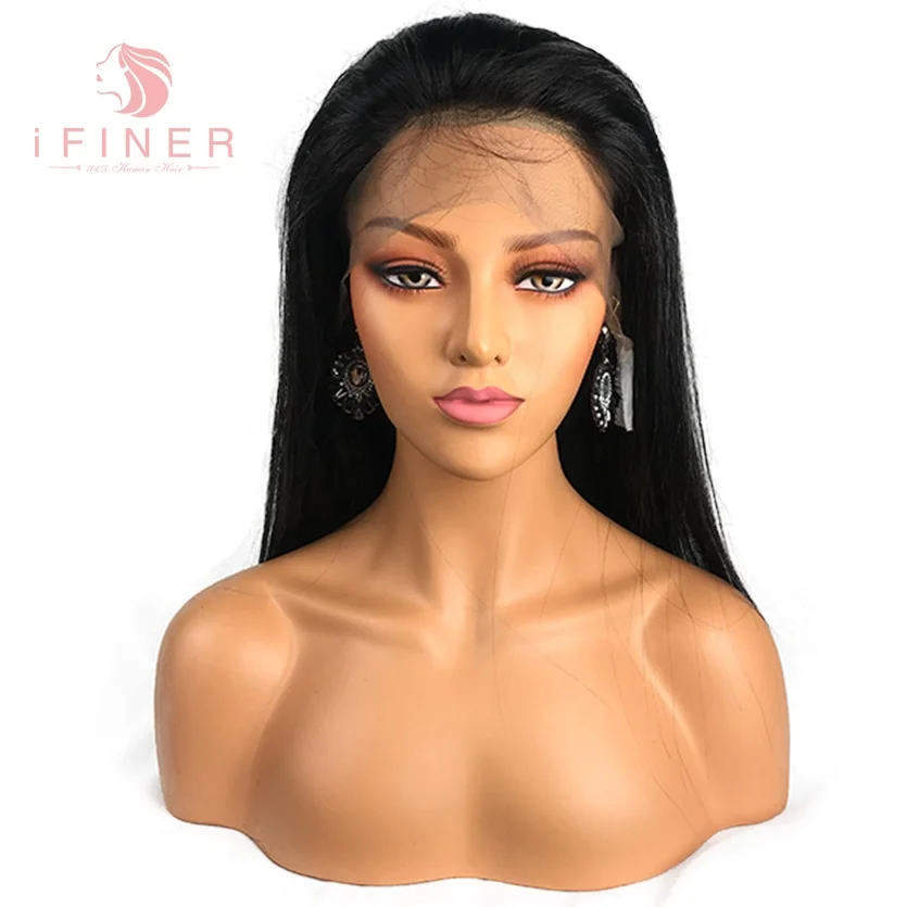 

iFINER RTS Straight Human Hair Swiss Lace Front Wig For Black Women