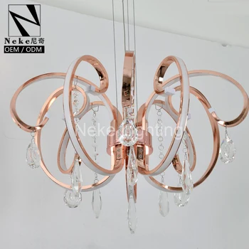 Gold And Crystal Pendant Light china good seals modern rose gold crystal round pendant light