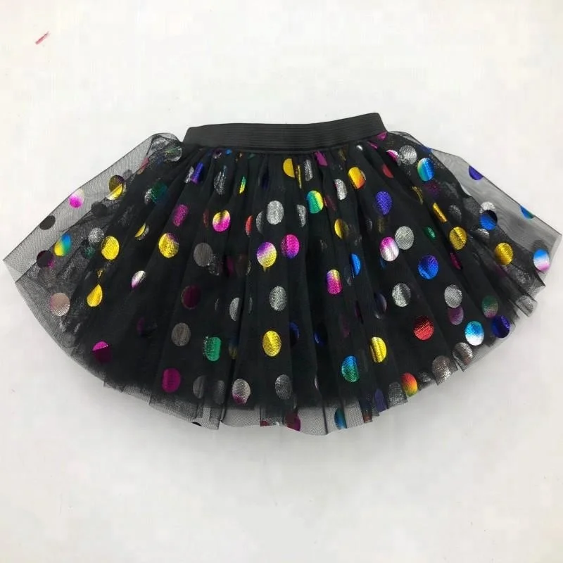 

Unicorn Design Baby Tutu New Arrival Black  Girl Tutu Skirt With Rainbow Polka Dots