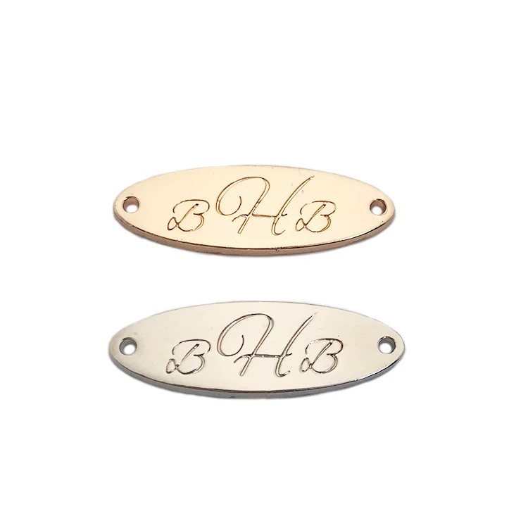 

Wholesale engraved gold silver logo custom bikini metal plate tag label for clothing