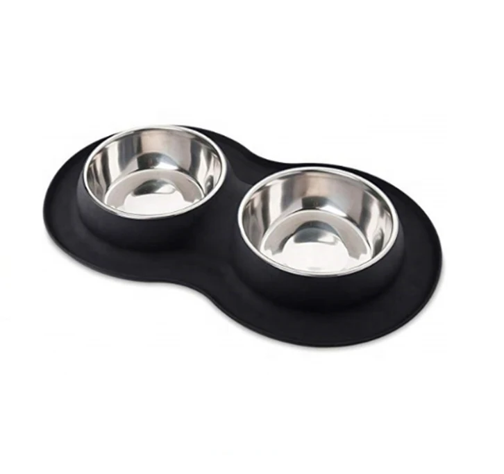 

Dog Bowls Stainless Steel Water and Food Feeder with Non Spill Skid Resistant Silicone Mat for Pets Puppy Small Medium Dogs, Customized