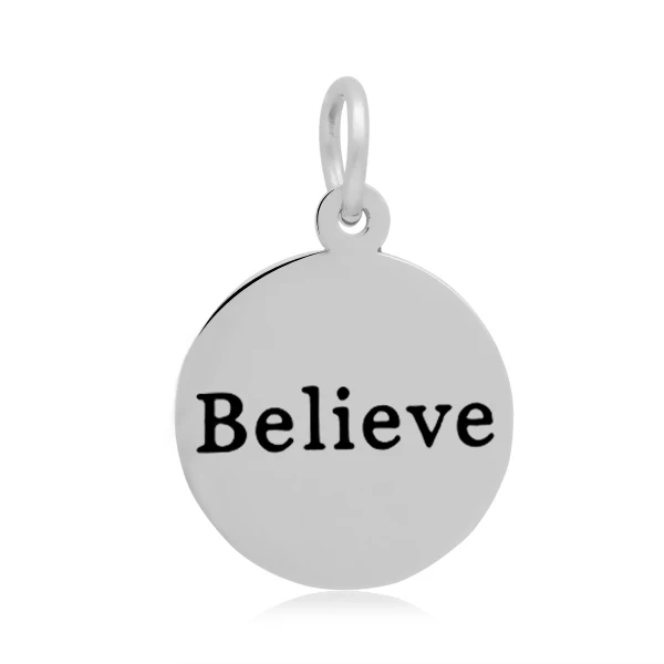 

Round Tags Believe DIY Message Jewelry Custom Logo Stainless Steel Pendant