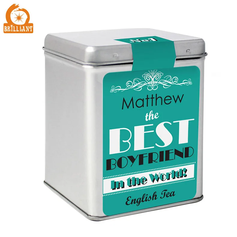 
Customized Tea Caddy Tin Square Tea Can Metal Tea Tin Box 