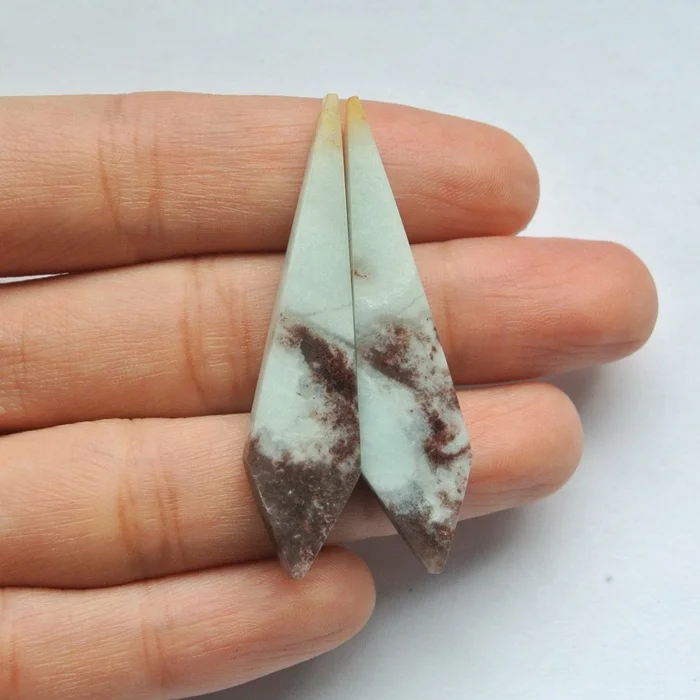 

One of a Kind Amazonite Stone Polished Natural Semiprecious Gemstone for making Earrings 43x9x3mm 6.2g, Green