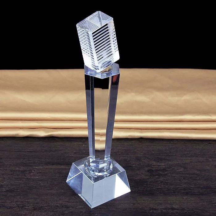 Pujiang Factory Wholesale Glass Crystal Microphone Trophy Buy Cheap Microphone Crystal Trophy