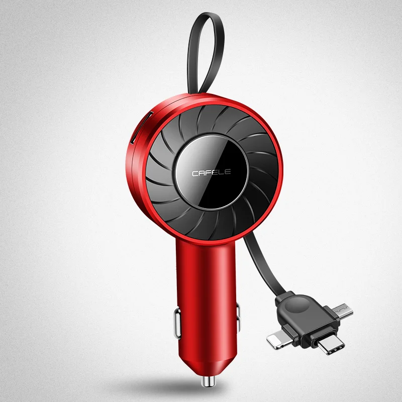 CAFELE high quality fast car phone holder charger for cellphone 3 in 1 retractable car mount charger