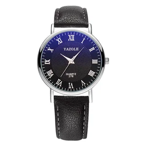 Yazole 278 Leisure Business Couple Watch Minimalist Roman Numerals Dial 3 ATM Waterproof Quartz Wrist Watch
