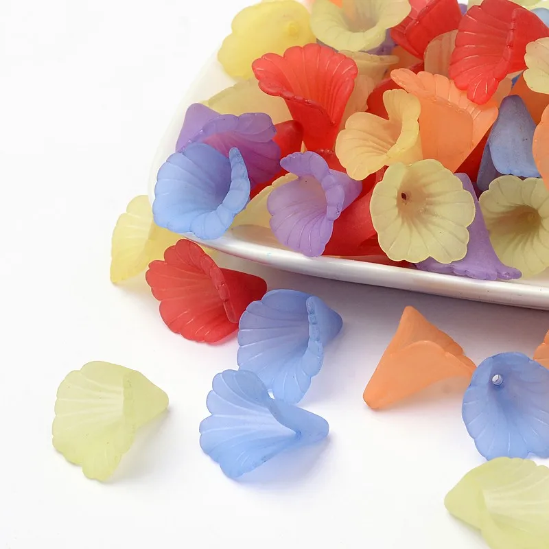 

PandaHall Mixed Color Solid Transparent Frosted Flower Acrylic Beads