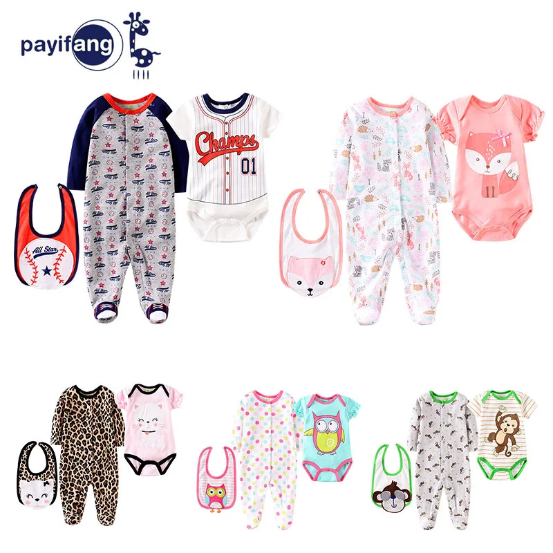 

3 piece baby clothing rompers set Pa yi fang Chinese creeping brand cartoon toddler clothes, 10 colors can be selected