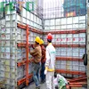 Accurate connection slab shoring panel formwork for concrete slab roof with longitudinal stiffener