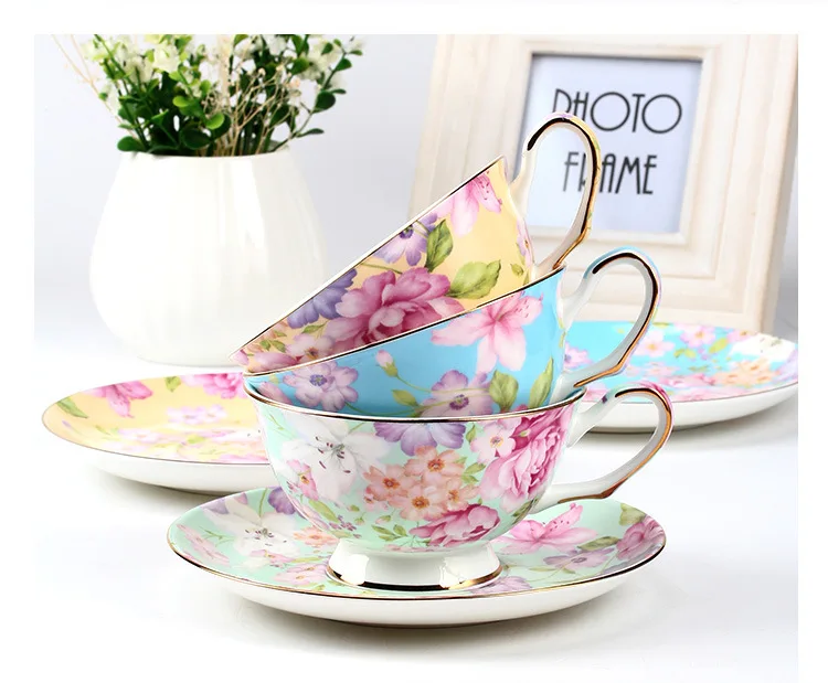 

Fine Bone China Coffee Tea Cup and Saucer Set with Gift Box 8Oz. 1set=1cup+1dish, Picture