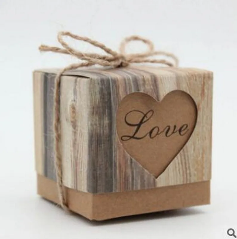 

PandaHall Vintage Kraft Paper Candy Boxes Hollow Heart Gift Box, Colors