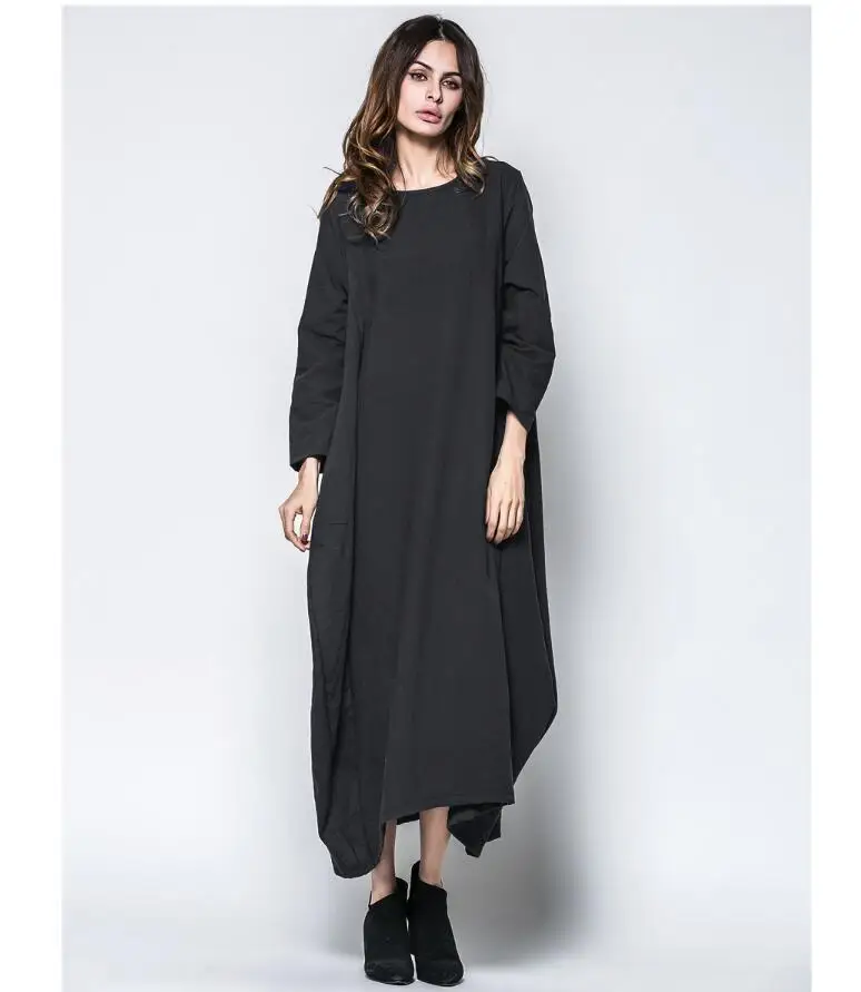 

large size loose flax muslim dress