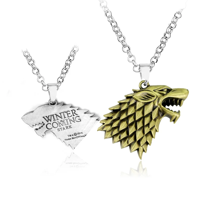 

Game of thrones Wolf logo Jewelry House Stark Necklace Song Of Ice And Fire Souvenir Pendant Gift, As pics