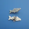 customized animal shaped lapel pin fish shaped engraved logo badges