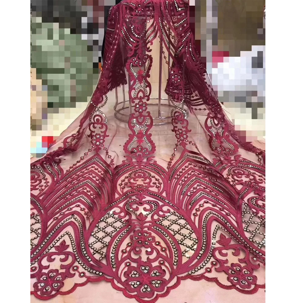 

Beautifical nigeria party clothing evening sequins fabric african french lace ML1N806, Can be customized