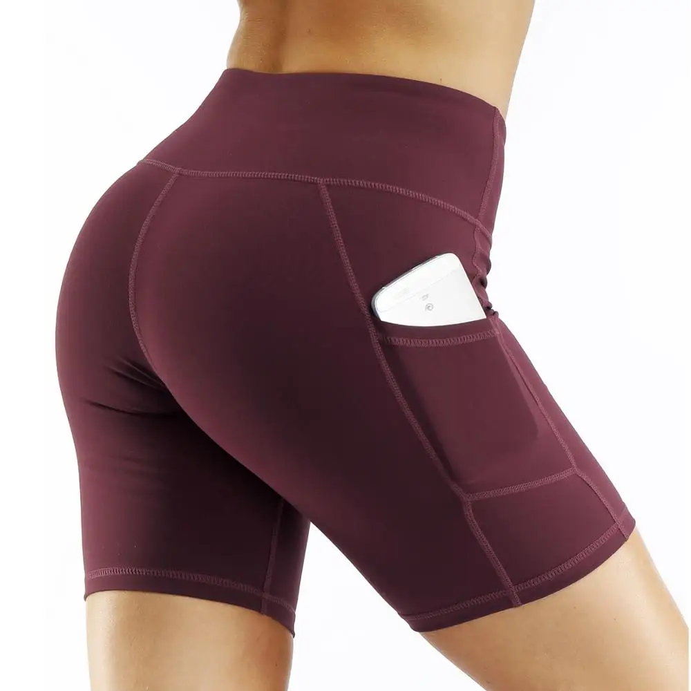 Wholesale Summer Breathable Tight High Waist Elastic Sports Pocket Dry Fit Biker Shorts Women