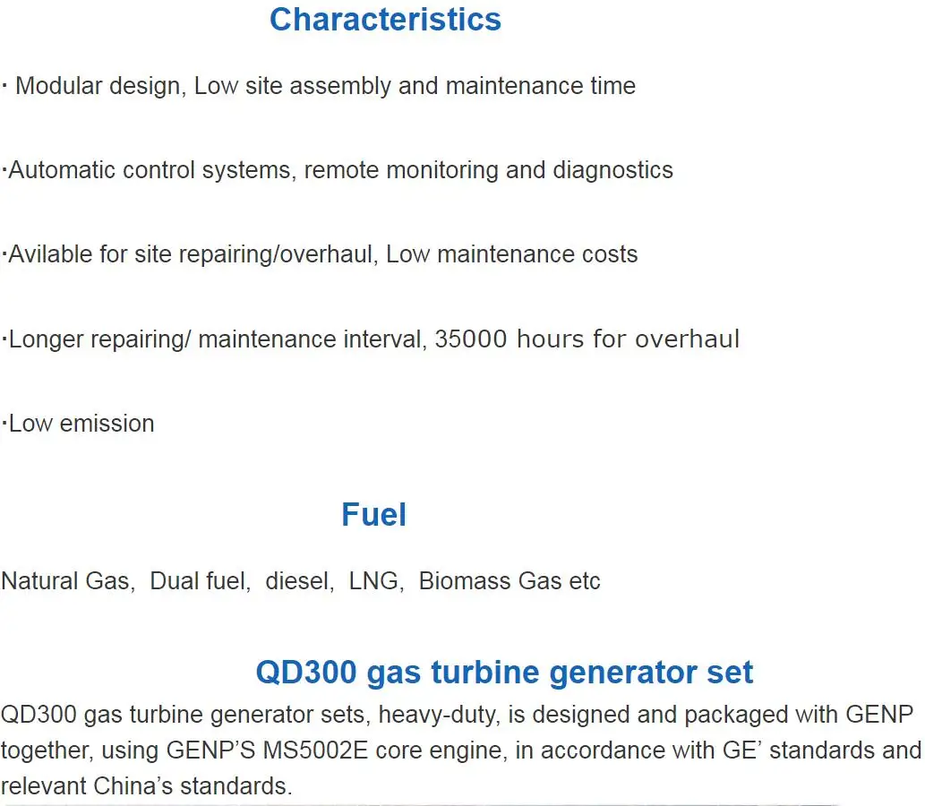 Manufacturer DQ100TQ Gas Turbine Set for GE Company spare parts of gas turbine