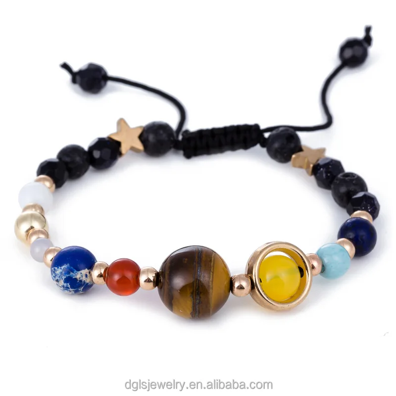 Pulseras unisex Galaxy cósmicos ocho planetas cuentas de piedra Stars Cuentas