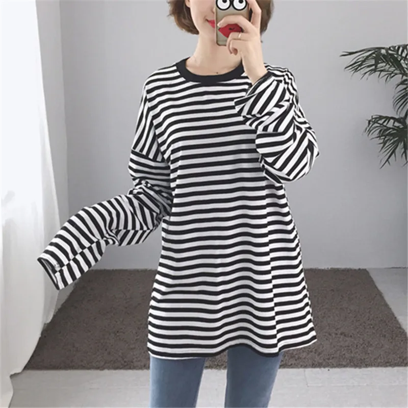 black and white striped long sleeve shirt womens