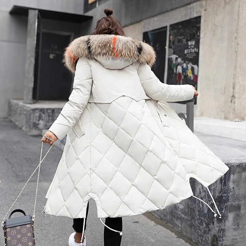 

Women's Winter Warm Down Coat Faux Fur Hooded Parka Puffer Jacket Long Overcoat