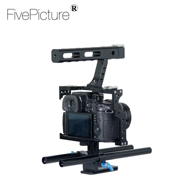 DSLR Rod Rig Camera Video Cage Kit & Handle Grip f. Sony A7 A7r A7s II A6300 A6000, Panasonic GH4 GH3 to Mount Microphone,Monitor,Video LED Light,Follow Focus (2).jpg