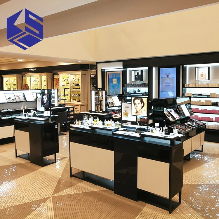 Modern Design Makeup Mac Cosmetic Display Stand Wood Cosmetic Display