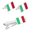 stock wholesale metal Italy flag men cufflink tie clip set