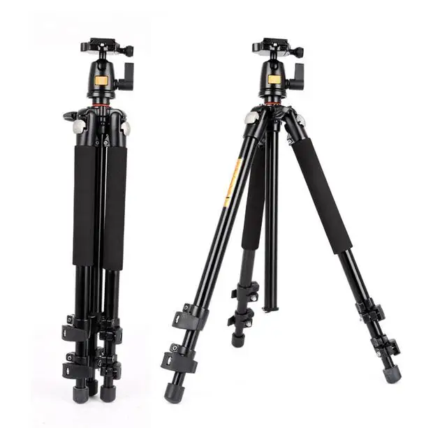 

Free ship cast iron campfire tripod Q118 143cm cheap professional aluminum video photo digital DSLR camera tripod for beginner, Black