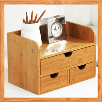 Bamboo Desktop Organizers With Drawers Wooden Cosmetic