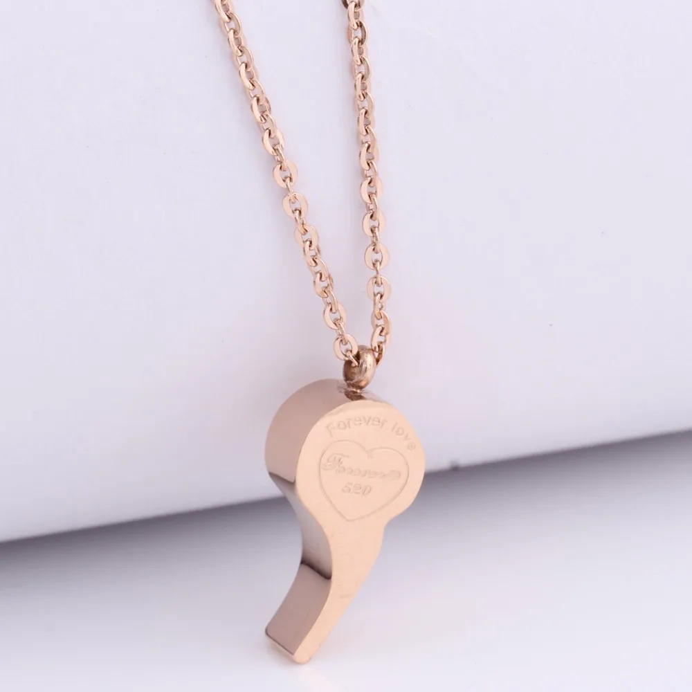 

Interesting Whistle Pendant Necklace Design Stainless Steel Rose Gold Plated Whistle Necklace