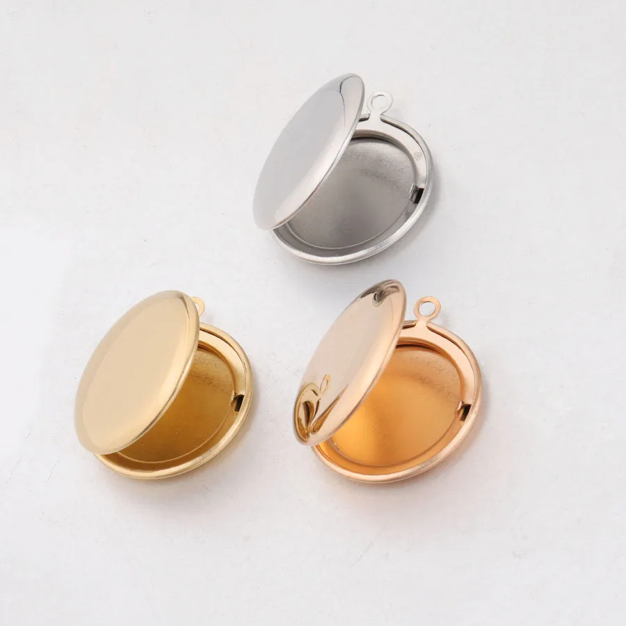 

High Polished Stainless Steel DIY Picture Round Photo Locket Pendant for DIY Jewelry Making 25*30mm
