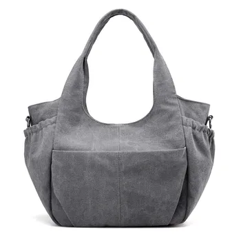 Trendy Women Plain Tote Bag Large Capacity Message Bags Sports Durable Canvas Shoulder