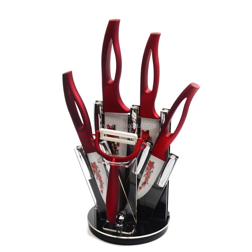 

Red Hollow Handle Ceramic Knives 3 4 5 6 Inch Sharp Edge Ceramics Cutting Tools Accessories, As photos