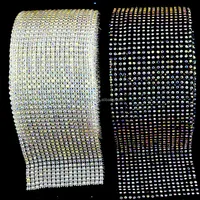 

Flexible rhinestone trimming mesh crystal banding, 18 rows elastic stretch rhinestone trimming rolls