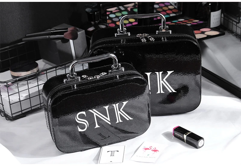 Portable Luxury Ladies Pink Makeup Travel Case,Hard Case Waterproof Pink Glitter Cosmetic Bag