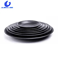 

Free Sample Wholesale Cheap Modern Restaurant Durable Shallow Matt Black Round Plastic Melamine Dinner Plate