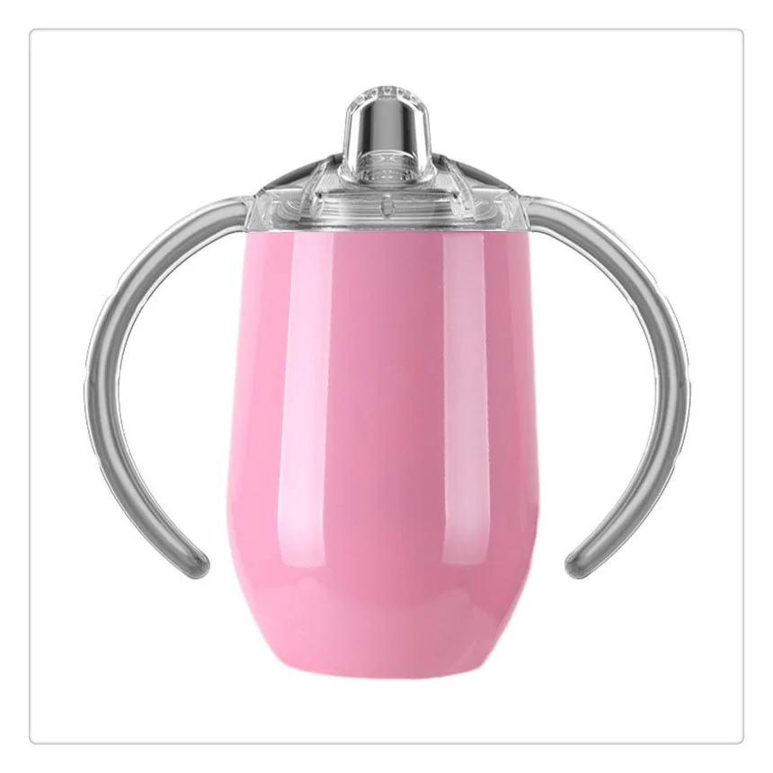 Food Grade Silicon lid 360 Train cup 8oz 12oz Disposable Vacuum insulated Tumbler wine cup stainless steel Baby Kid sippy cup